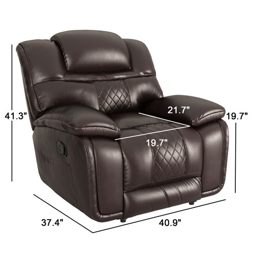 Hokku Designs Jepum Modern Genuine Leather Manual Recliner Chair Sleek